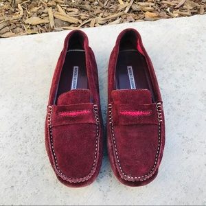 Manolo Blahnik Maroon Suede Loafers